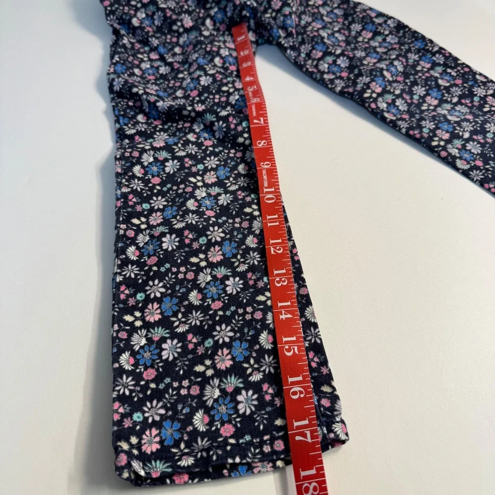 OshKosh Bgosh Girls Navy Blue Floral Pants Size 7 Adjustable Waist
